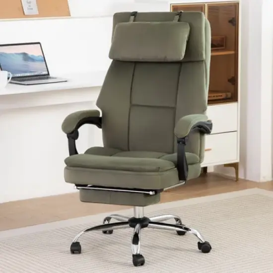 Grungis Velvet Swivel Office Chair with Footrest and Removable Headrest,Gaming Chairs with Lumbar Support,Modern Computer Chair for Office image {6}