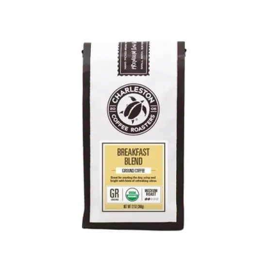 Charleston Coffee Roasters Breakfast Blend Medium Roast Organic Ground Coffee - 12 floz image {7}