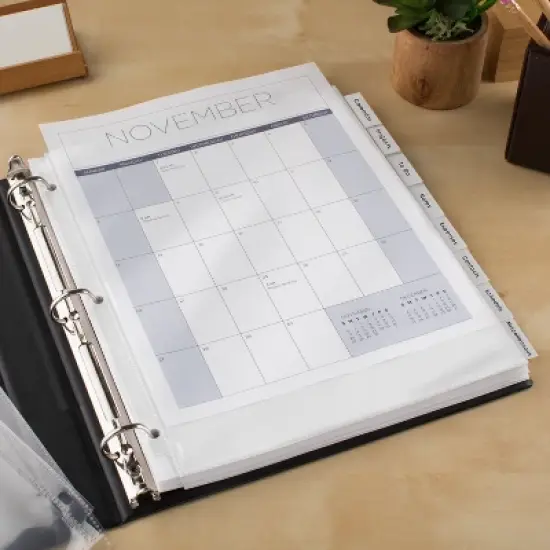 Avery Extra-Wide Big Tab Insertable Dividers for 3 Ring Binders, 8-Tab Sets, White Paper, Clear Tabs, Works With Sheet Protectors, 6 Sets (11254) image {7}