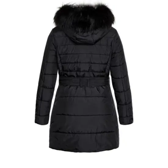 Women's Plus Size Longline Puffer Jacket - black | CITY CHIC image {3}