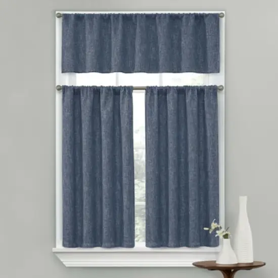 Kate Aurora Complete Textured 3 Piece Cafe Kitchen Curtain Tier & Valance Set image {8}