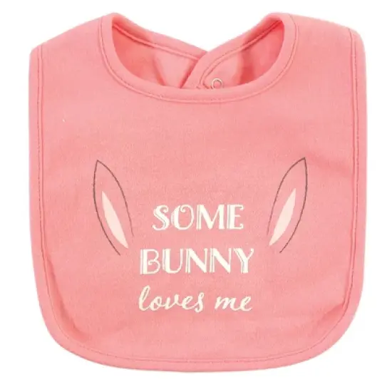 Hudson Baby Infant Girl Cotton Bibs, Sweet Bunny, One Size image {10}