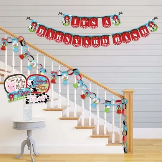 Big Dot of Happiness Farm Animals - Banner and Photo Booth Decorations - Barnyard Baby Shower or Birthday Party Supplies Kit - Doterrific Bundle image {2}