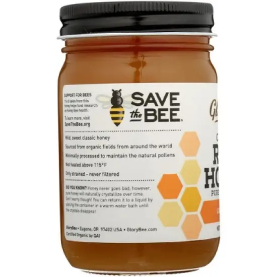 Glorybee Organic Raw Honey Light and Mild - 6 pack, 18 oz image {3}