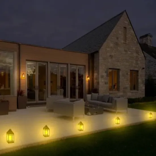 Solar LED Portable Hanging Outdoor Lantern Black - Techko Maid image {5}