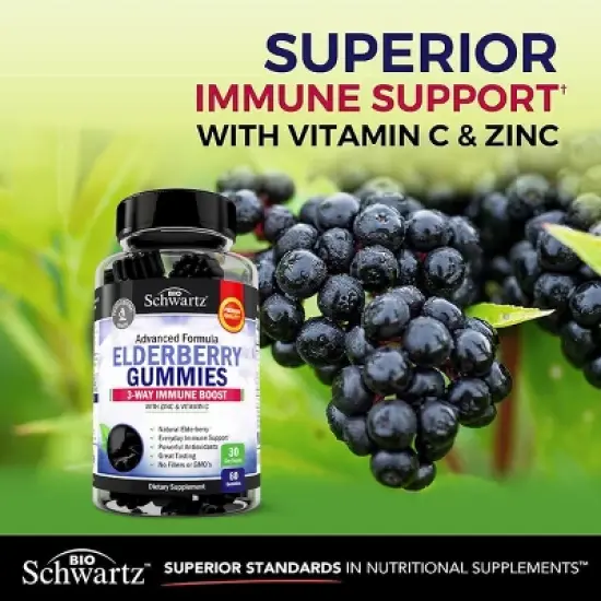 Elderberry Gummies, Bioschwartz, Berry Flavored Gummies for Immune Support, 60ct image {5}