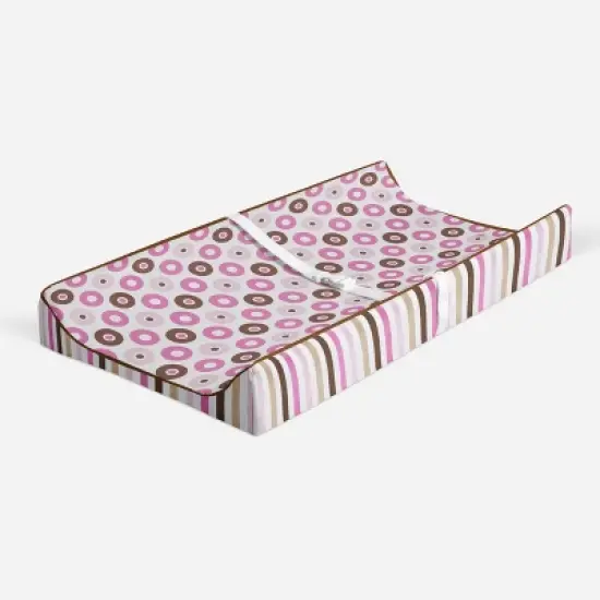 Bacati - Mod Dots/Stripes Pink/choco Dots changing pad cover image {1}