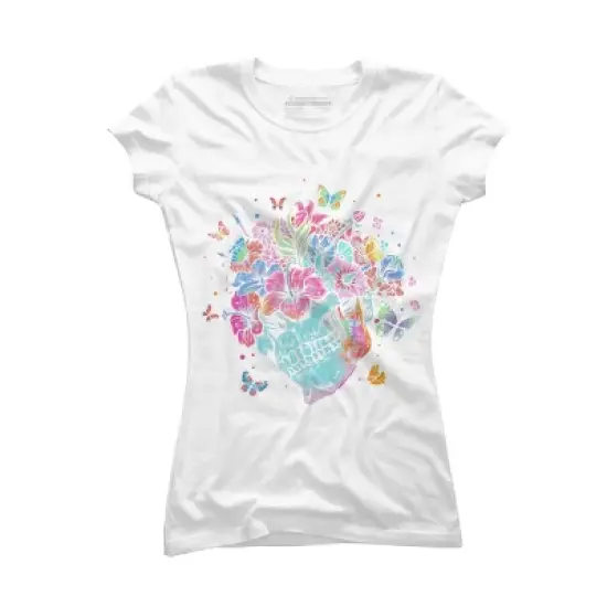 Junior's Design By Humans Floral Butterfly Skull Funny Halloween Costume Hippie Flower By JeilJersey T-Shirt image {4}