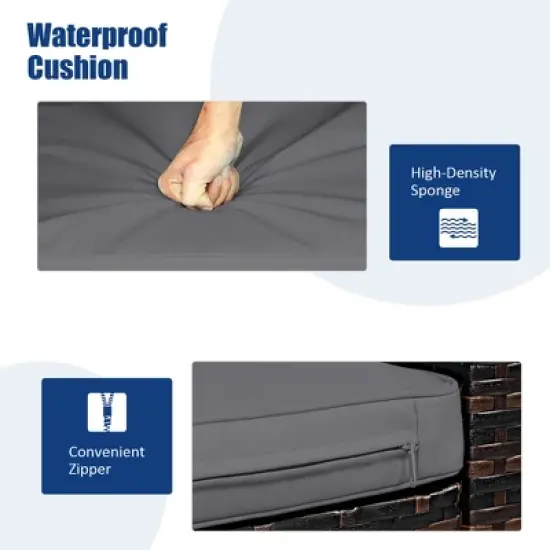 Costway 3PCS Patio Rattan Wicker Furniture Cushion Sofa Coffee Table image {5}