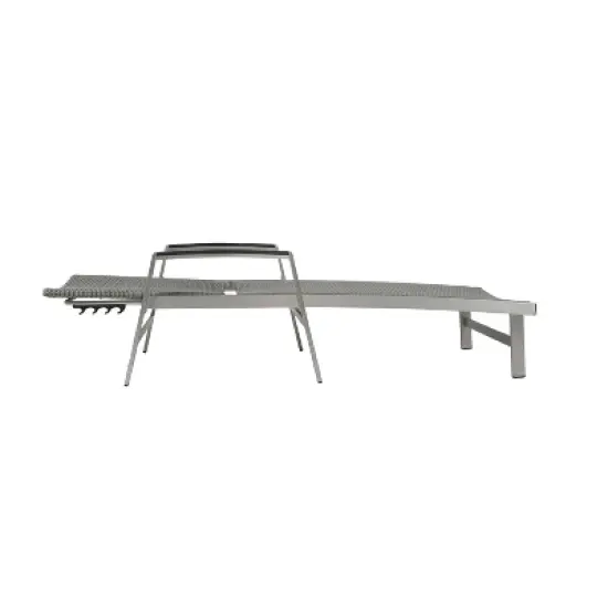 GDFStudio Joy Outdoor Wicker and Aluminum Adjustable Chaise Lounge, Gray/Silver image {5}