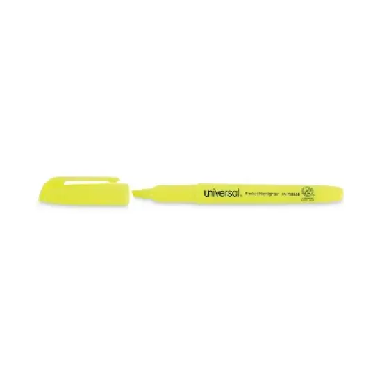 Universal Pocket Clip Highlighter Chisel Tip Fluorescent Yellow Ink 36/Pack 08856 image {6}