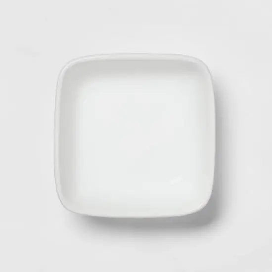 4oz Porcelain Square Dip Bowl White - Threshold&trade;: Small Serving Ramekin, Microwave & Dishwasher Safe image {2}