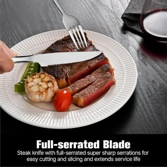 Attop 24-Piece Silverware Set with Steak Knives Stainless Steel Tableware Cutlery Set for Home Restaurant, Mirror Finish image {5}