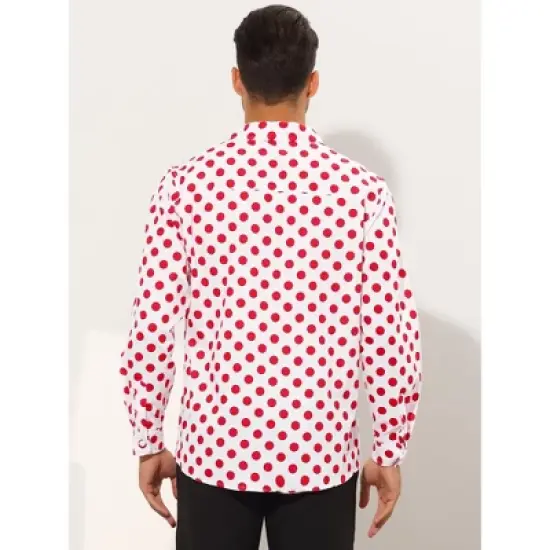 Lars Amadeus Men's Button Down Long Sleeve Casual Business Polka Dots Shirt image {2}