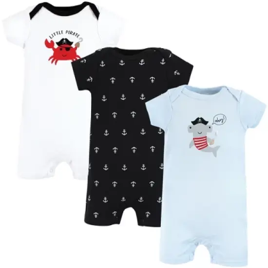 Hudson Baby Infant Boy Cotton Rompers, Pirate Shark image {8}