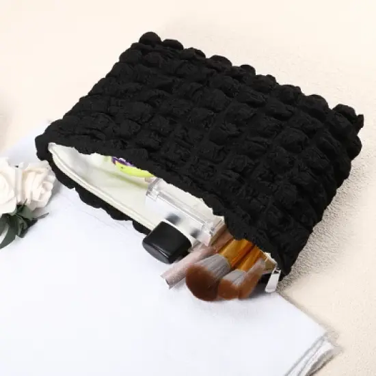 Unique Bargains Bubble Cloud Checkered Zipper Makeup Bag 1 Pc image {2}