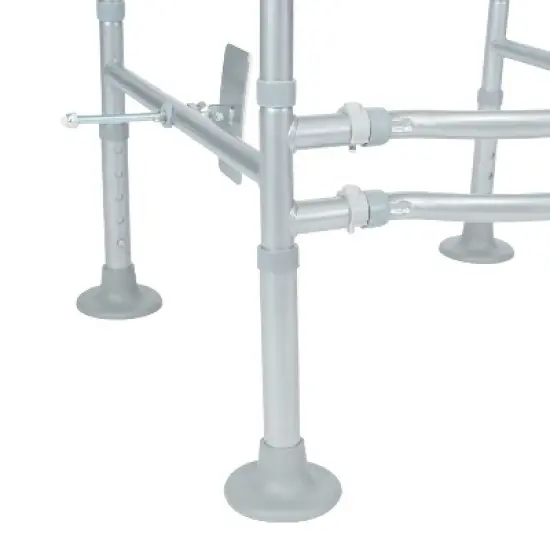 Emma and Oliver Ramsey Toilet Safety Rail for the Elderly with Height Adjustable Silver Steel Frame, Gray Padded Handles and Suction Cup Feet image {6}