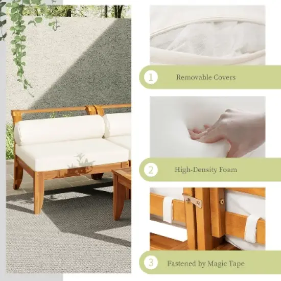 6 PCS Patio Sofa Set Outdoor Modular Sectional Garden Furniture Set L-Shaped Conversation Set with Table, Ottoman, Cushions & Pillows- ModernLuxe image {5}