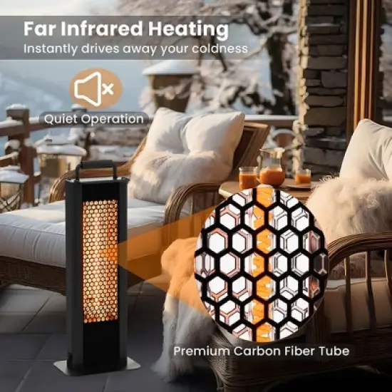 Tangkula 1200W Freestanding Double-Sided Patio Heater Automatic Shut-Off with Handle image {5}