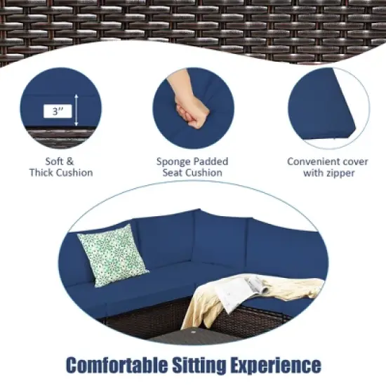 Costway 6PCS Rattan Patio Sectional Sofa Conversation Set Outdoor image {6}