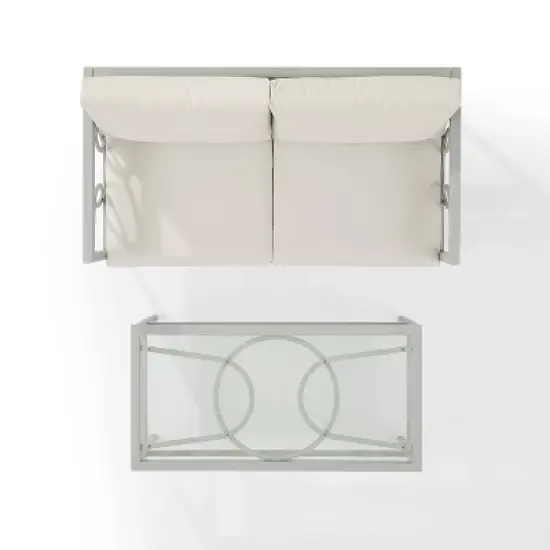 Ashford 2pc Outdoor Metal Conversation Set - Cream - Crosley image {10}