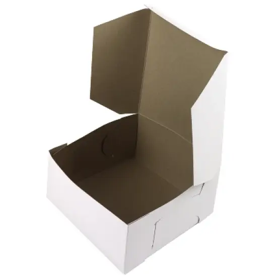 O'Creme One Piece White Cake Box, 10" x 10" x 4" High, Pack of 10 image {1}