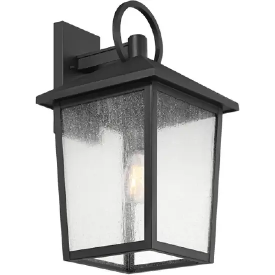 John Timberland Westmont 22" High Modern Outdoor Wall Light Fixture Mount Porch House Exterior Weatherproof Sand Black Aluminum Seeded Glass Shade image {6}
