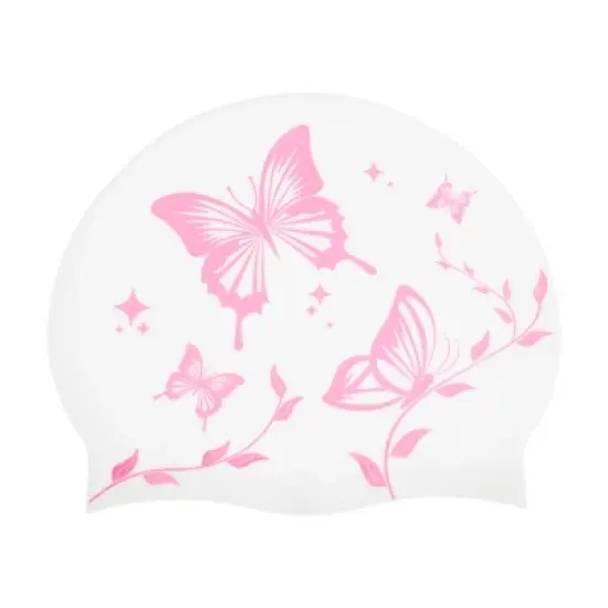 Unique Bargains Silicone Butterfly Vine Leaves Pattern Waterproof Swim Cap 1 Pc image {6}
