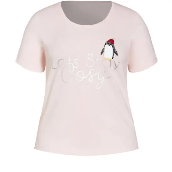 Women's Plus Size Penguin Sleep Set - pink | EVANS image {5}