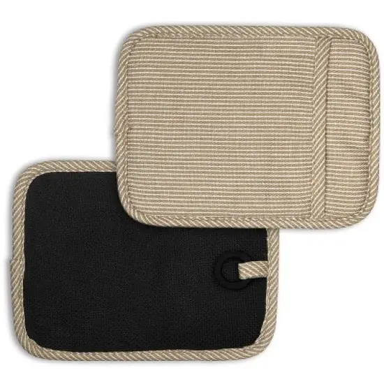 Home Mart Goods Beige Heat Resistant Thick Soft Quilted Lining Kitchen Oven Pot Holders With Neoprene and Cotton Non-slip - 2 Pack image {1}