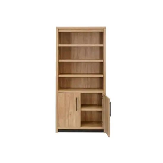78" Abbott Contemporary Wood Laminate Bookcase with Doors Light Brown - Martin Furniture image {5}