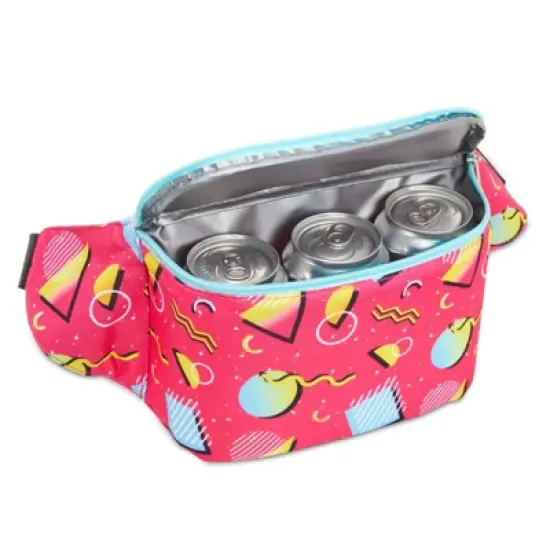 Zodaca Retro 90's Fanny Pack for Kids, Teens, Insulated Waist Bag Cooler with Adjustable Strap for School, Pink, 9 x 6 In image {2}