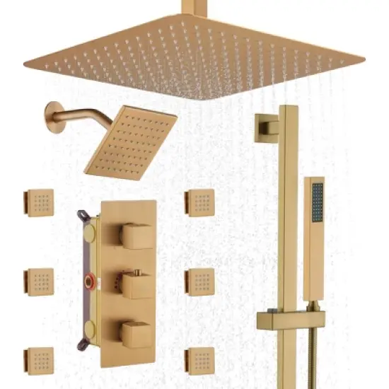 CASAINC 4 Function Single Handle 1-Spray Thermostatic Shower Faucet image {3}