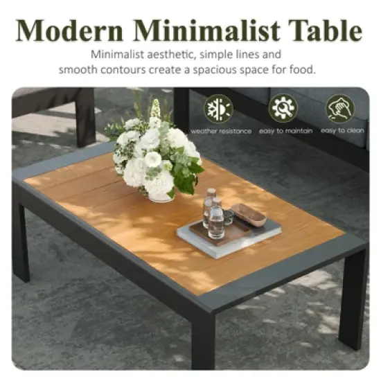 LayinSun 4 Pieces Aluminum Outdoor Patio Furniture Set with Coffee Table, Outside Metal Patio Conversation Sets with Deep Seating and Thick Cushions image {6}