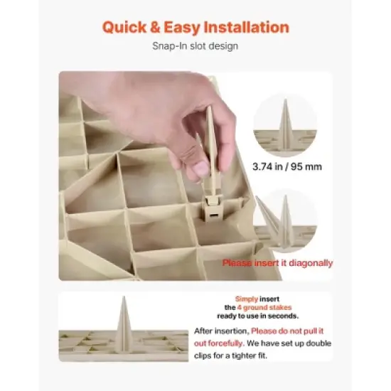 VEVOR Garden Stepping Stones, 4Pcs 15.5 x 15.5 in, Decorative Stepping Stones with Stakes, Weather-Resistant Plastic Pathway Pavers, Beige image {3}