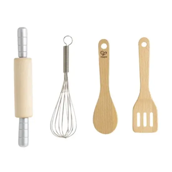 HearthSong Jr. Chef's 7-Piece Metal and Wood Kitchen Cooking Set for Kids' Pretend Play or Real Cooking image {4}