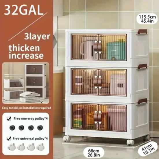 DOMETOUR Three-Layer Foldable Plastic Storage Box, Stackable And Space-Saving, Perfect For Homes, Offices, Closets, And Dorms. image {4}