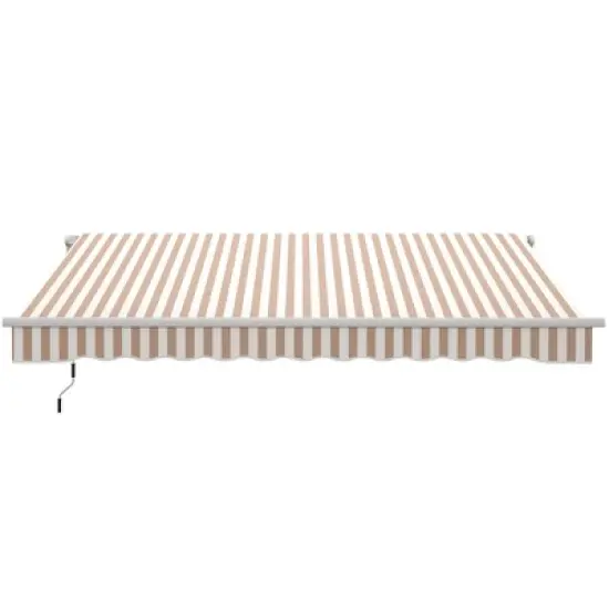 Outsunny 12' x 10' Manual Retractable Awning Outdoor Sunshade Shelter for Patio, Balcony, Yard, with Adjustable & Versatile Design image {3}