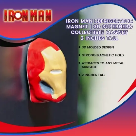 Surreal Entertainment Iron Man Refrigerator Magnet | 3D Superhero Collectible Magnet | 2 Inches Tall image {6}