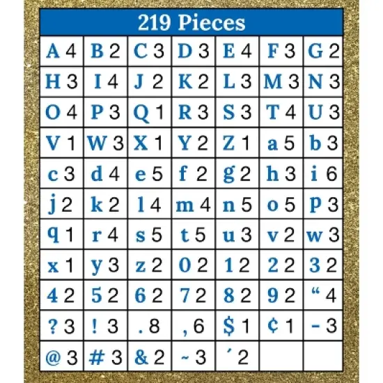 Carson Dellosa Education 4in Gold Glitter Combo Pack Bulletin Board Letters (219 pieces) image {1}