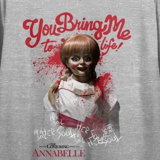 Annabelle You Bring Me To Life Crew Neck Short Sleeve Gray Heather Women's Crop T-shirt image {1}