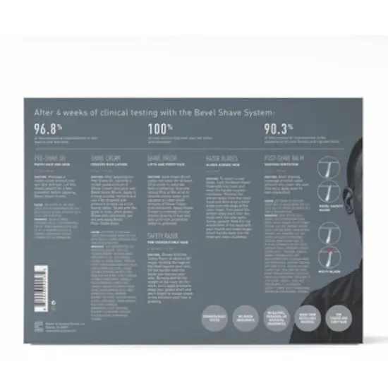 BEVEL Men's Shave Kit - Safety Razor, Shave Brush, Shave Cream, Pre Shave Oil, Post Shave Balm and 40 Blades - 6ct image {2}