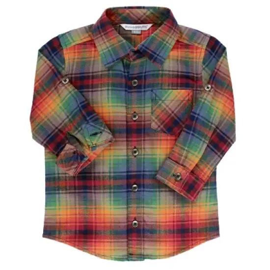 RuggedButts Storybook Rainbow Plaid Long Sleeve Button Down image {4}