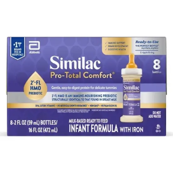 Similac Pro-Total Comfort Ready to Feed Infant Formula Bottles - 2 fl oz/8ct image {12}