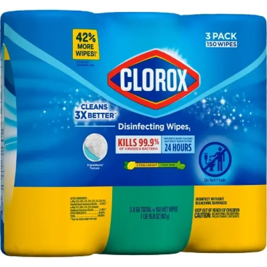 Clorox Lemon Disinfecting Wipes - 50ct/3pk image {7}