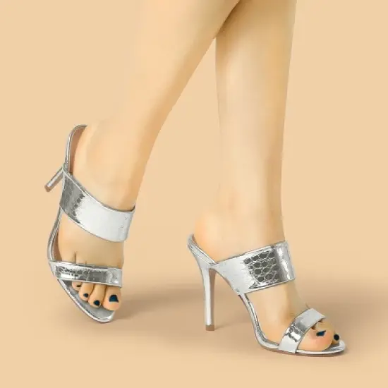 Allegra K Women's Open Toe Stiletto Heel Slide Sandals image {1}