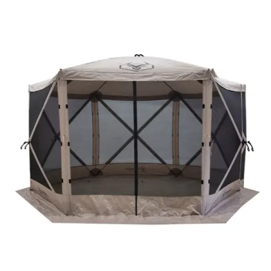 Gazelle Tents G6 12ft x 12ft 6 Sided Pop Up Portable 8 Person Gazebo, Desert Sand and Portable Gazebo Screen Tent Wind Panels, Desert Sand (3 Pack) image {3}