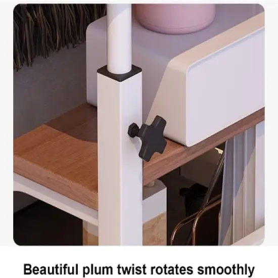 GustoWave  Portable Rolling Desk With Wheels, Adjustable Height Mobile Computer Desk With Storage Shelf For Home Office Study image {6}