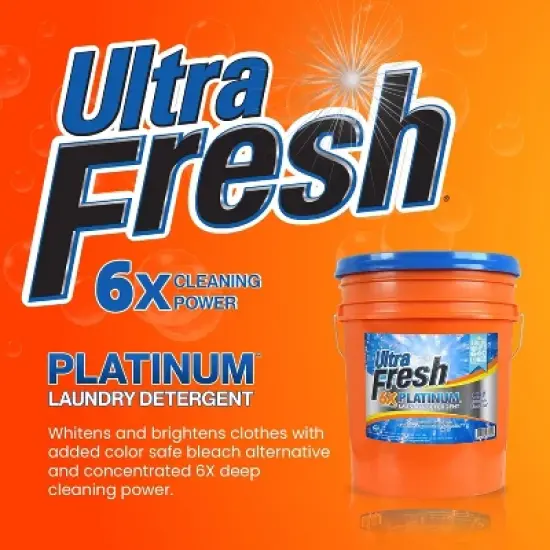 Ultra Fresh 6X Platinum Laundry Detergent Liquid for All Machine Types with Easy Dispensing Pump, Up to 640 Loads, Bleach Alt, 5 Gallon image {1}