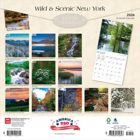 BrownTrout New York Wild and Scenic 2026 12"x24" Hanging Square Wall Calendar Plastic-Free image {1}